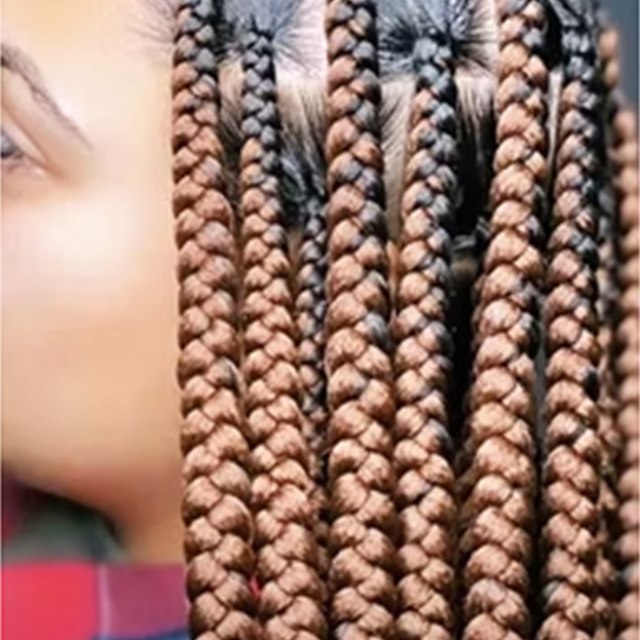 Close-up of knotless braids
