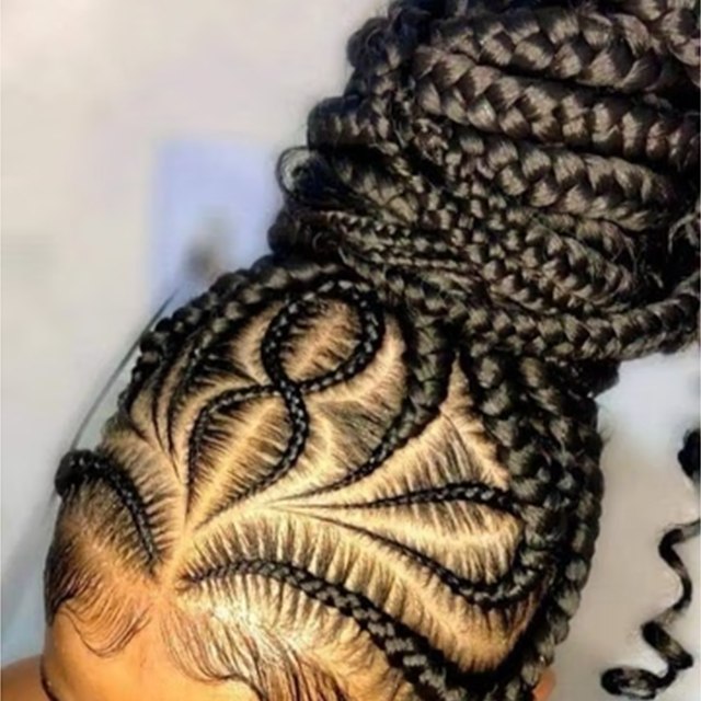 Braided updo with detailed parts