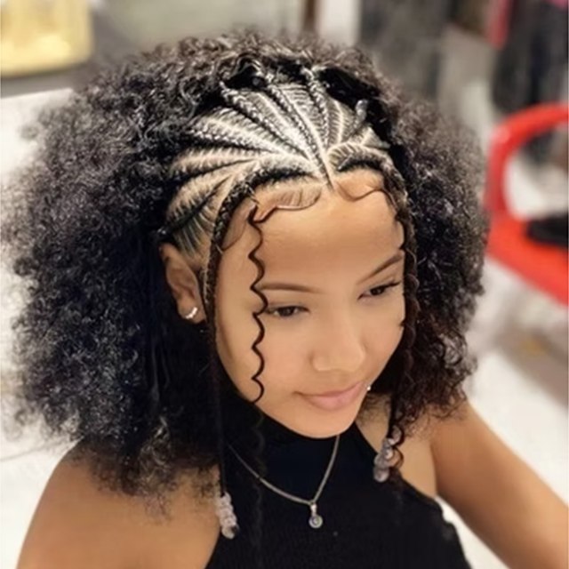 Kids braided style with curls
